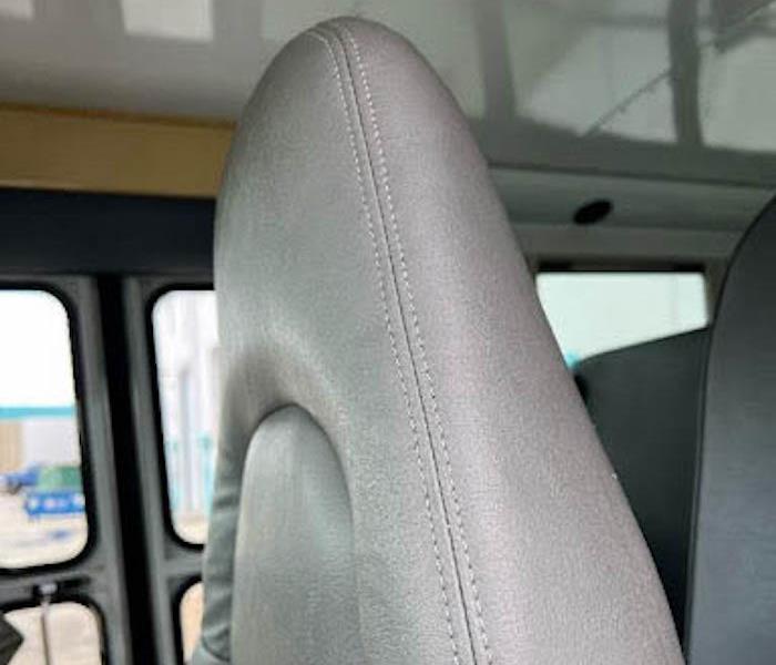 Cleaned driver seat of a bus. 