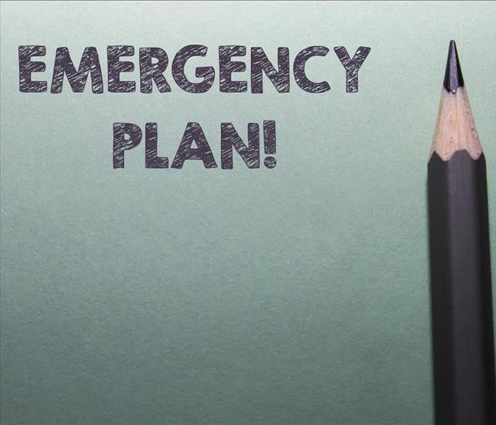 Writing note showing Emergency Plan.